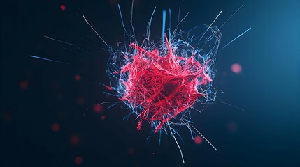 Abstract Red And Blue Cell Particle Explosion