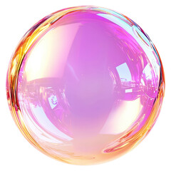 A large, colorful, and shiny ball with a purple and orange hue