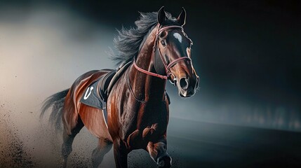 Majestic Racehorse in Motion: A Stunning Display of Power and Grace on the Track