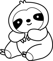 cute sloth animal cartoon ,clipart, doodle, Hand drawn style ,png ,illustration	