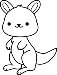 cute kangaroo animal cartoon ,clipart, doodle, Hand drawn style ,png ,illustration	