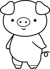 cute pig animal cartoon ,clipart, doodle, Hand drawn style ,png ,illustration	