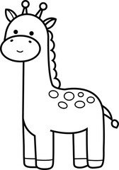 cute giraffe animal cartoon ,clipart, doodle, Hand drawn style ,png ,illustration	