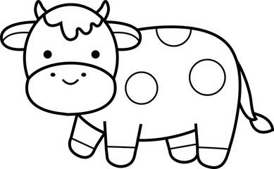 cute cow animal cartoon ,clipart, doodle, Hand drawn style ,png ,illustration	