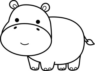 cute hippo animal cartoon ,clipart, doodle, Hand drawn style ,png ,illustration	