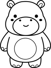 cute hippo animal cartoon ,clipart, doodle, Hand drawn style ,png ,illustration	