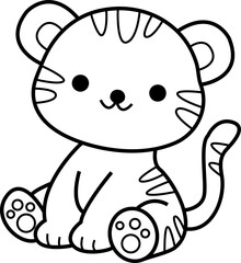 cute tiger animal cartoon ,clipart, doodle, Hand drawn style ,png ,illustration	