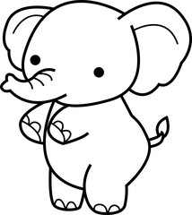 cute elephant animal cartoon ,clipart, doodle, Hand drawn style ,png ,illustration	
