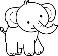cute elephant animal cartoon ,clipart, doodle, Hand drawn style ,png ,illustration	