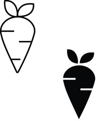 Carrot Icon with Transparent Background. – Line icon of a carrot symbolizing healthy food, vegetables, and nutrition with transparent background.