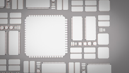 The White PCB Board for It to Technology concept 3d Rendering.