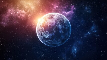 Stunning view of Earth in vibrant cosmic space scene