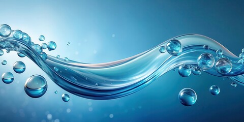Abstract Flowing Water with Air Bubbles A Serene Blue Liquid Wave Design