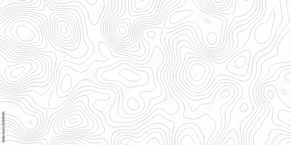 Wall mural Vector geography landscape Topo contour map on white background, Topographic contour lines. Seamless pattern with lines Topographic map. Geographic mountain relief diagram line wave carve.	
