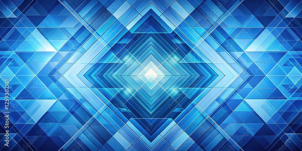 Wall mural abstract blue geometric pattern design with interlocking shapes and lines creating a modern and styl
