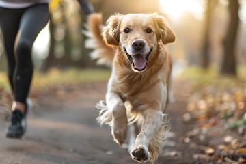 healthy dog care, a lively dog with a radiant coat, showcasing vitality and health due to balanced nutrition, plays energetically in a park