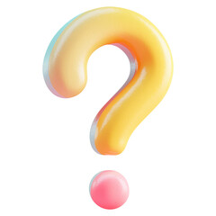 Naklejka premium A yellow and pink question mark with a red dot in the middle