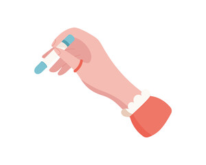 Hand holding chalk. Gesture of a female character with chalk item. Symbol of creativity, cartoon graphic style, potential usage in educational or artistic concepts.