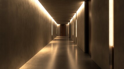 Clean and simple modern hallway with recessed lighting