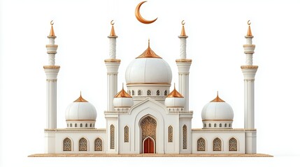 Obraz premium 3D White Mosque Model With Golden Accents
