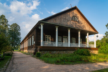 View of the Osipov-Wolf House Museum in the Trigorskoye Estate of Pushkin Natural Landscape Reserve...