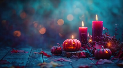 Illuminated Jack O Lanterns Candles Autumnal Decor