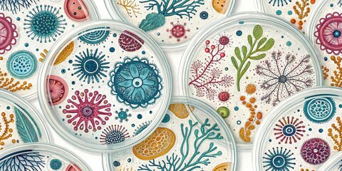 Abstract Petri Dish Texture: Night Photography Science Presentation Background