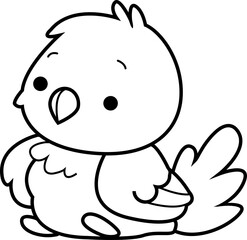 cute bird animal cartoon ,clipart, doodle, Hand drawn style ,png ,illustration	