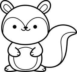 cute squirrel animal cartoon ,clipart, doodle, Hand drawn style ,png ,illustration	