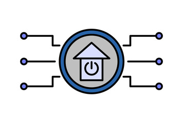 Icon representing a smart home hub. It symbolizes connectivity and networking. This icon is relevant to illustrate concepts related to smart home technology, automation, and connected devices.