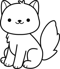 cute wolf animal cartoon ,clipart, doodle, Hand drawn style ,png ,illustration	