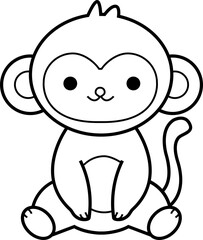 cute monkey animal cartoon ,clipart, doodle, Hand drawn style ,png ,illustration	