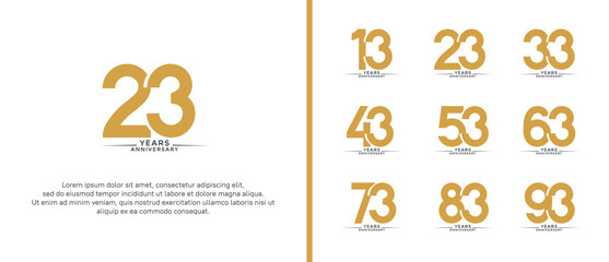 set of anniversary logo flat brown color on white background for celebration moment