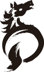 年賀2026　年賀状2026　馬　午　干支　墨絵　水墨画　水彩　手描き　シルエット　イラスト素材