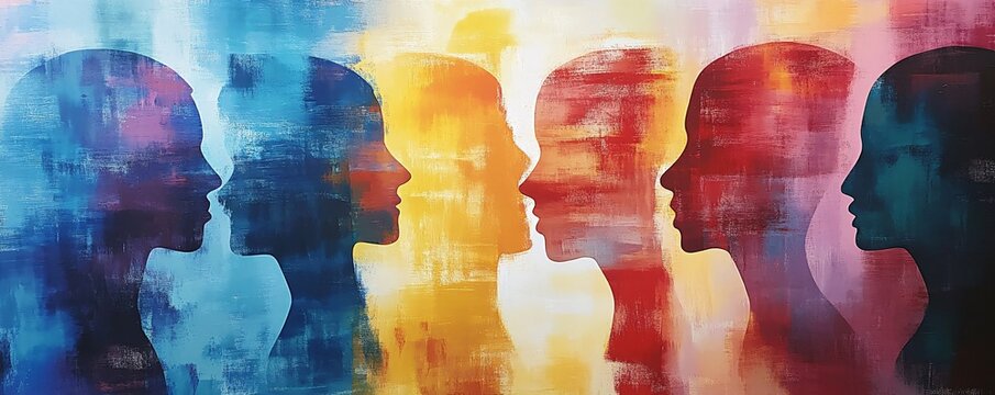 Colorful abstract painting representing human connection and diversity