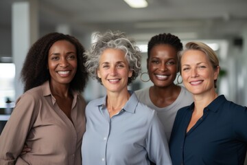 Portrait of a smiling group of body positive middle aged women
