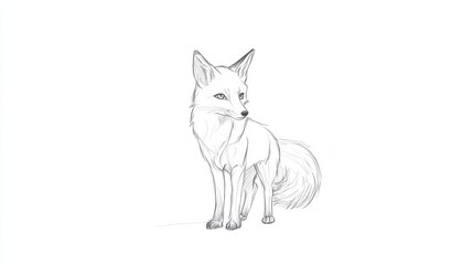 Obraz premium Detailed Line Art of a Fox in a Minimalist Style