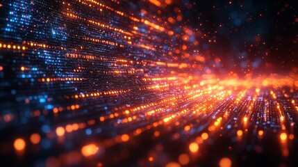 Fototapeta premium Dynamic Coding Programming Background with Light Particles Effect
