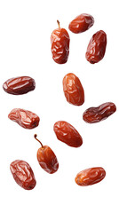flying dates isolated on transparent white background, clipping path