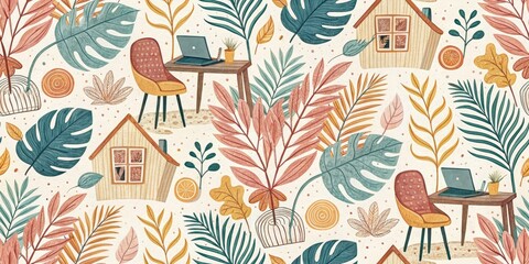Naklejka premium Cozy Home Office Paint Strokes, Textured Wall Art, Artistic Room Design