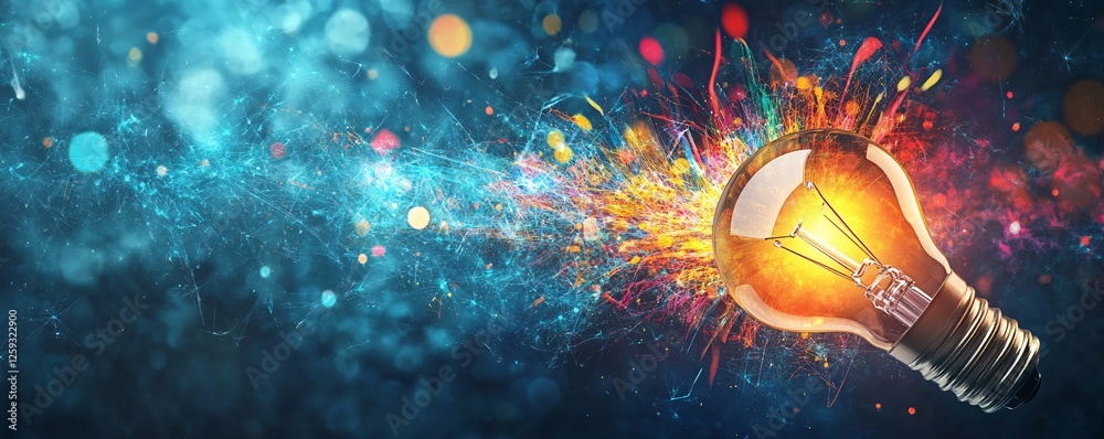 Aufkleber Light bulb exploding with colorful creative ideas