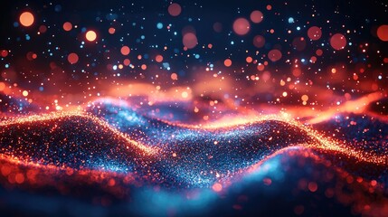 Vibrant abstract waves of light and color, creating a dynamic and energetic background scene