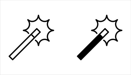 Magic wand icon set, Magic stick vector outline icon on white background
