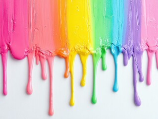Dripping Rainbow Colors Abstract Art Creating Optimism and Happiness Inspiring Colorful Design
