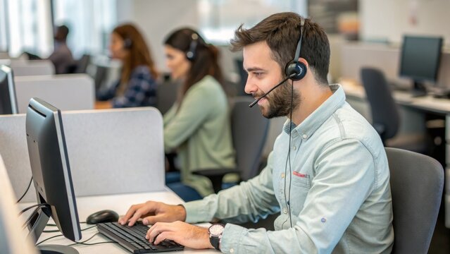 a man call center customer service.