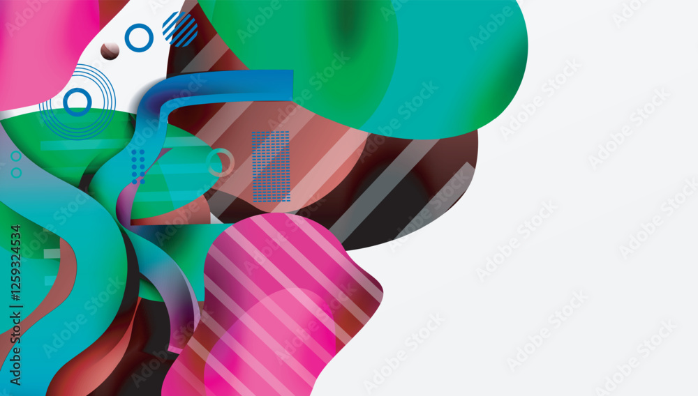 Poster Abstract liquid shapes and lines background