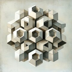 Obraz premium Abstract geometric shapes in neutral tones on textured background