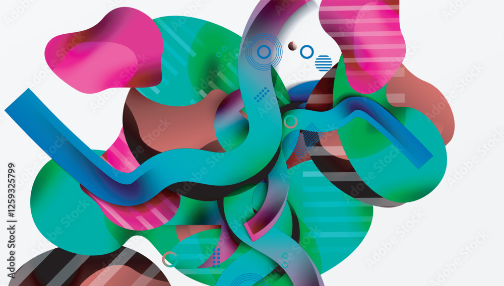 Poster abstract liquid shapes and lines background