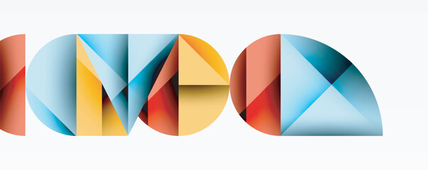 Abstract geometric pattern with intersecting circles and triangles in gradients. The high-contrast composition creates depth and a dynamic, modern aesthetic