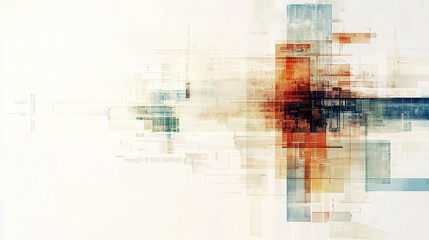 Abstract digital artwork featuring geometric shapes and vibrant colors, creating sense of depth and movement